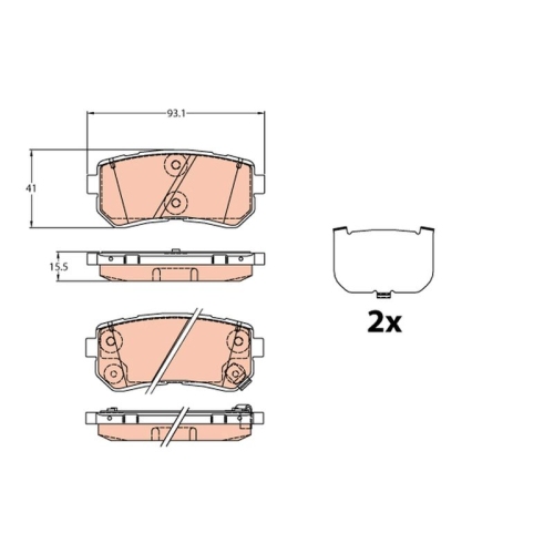 Bremsbelagsatz Scheibenbremse Trw GDB3636 für Hyundai Kia Hinterachse