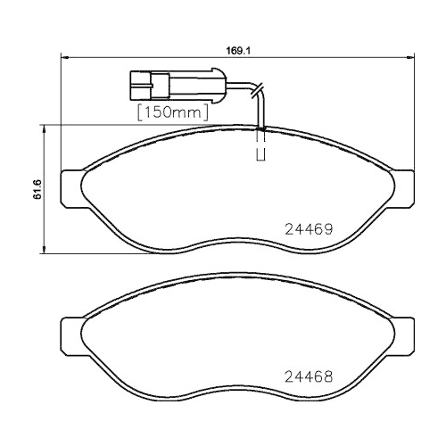 Bremsbelagsatz Scheibenbremse Hella Pagid 8DB 355 020-651 für Citroën Fiat