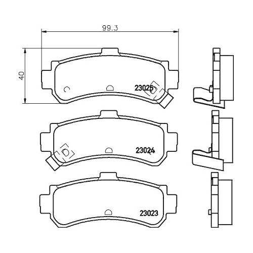 Bremsbelagsatz Scheibenbremse Hella Pagid 8DB 355 017-191 für Nissan Hinterachse