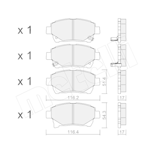 Bremsbelagsatz Scheibenbremse Metelli 22-0877-0 für Toyota Vorderachse