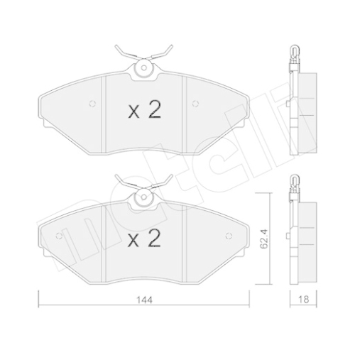 Bremsbelagsatz Scheibenbremse Metelli 22-0887-0 für Mahindra Vorderachse