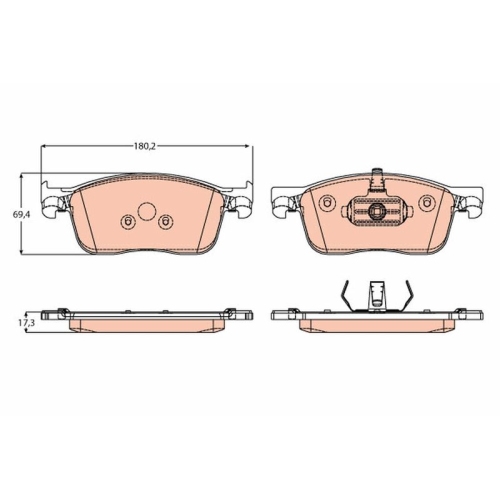 Bremsbelagsatz Scheibenbremse Trw GDB2169 für Citroën Peugeot Toyota Hinterachse