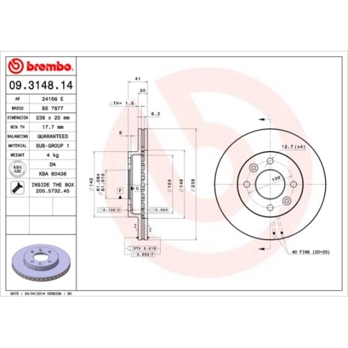 2X Brembo Bremsscheibe Vorderachse Prime Line für Nissan Renault