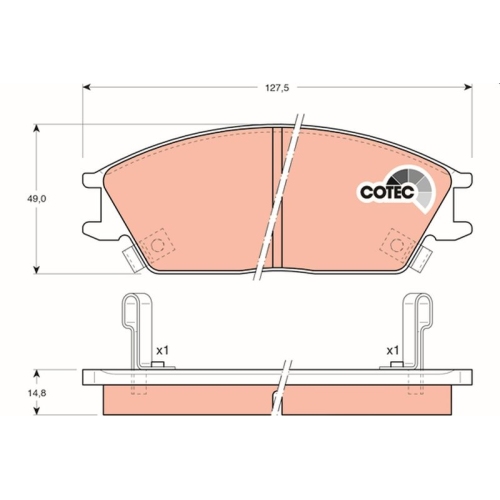 Bremsbelagsatz Scheibenbremse Trw GDB893 Cotec für Hyundai Vorderachse