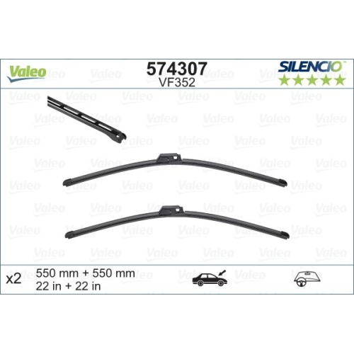 Wischblatt Valeo 574307 Silencio Flat Blade Set für Mercedes Benz Mercedes Benz