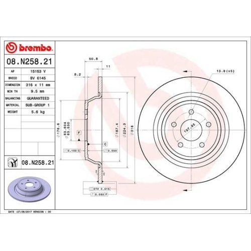 2X Brembo Bremsscheibe Prime Line - Uv Coated für Ford Ford Usa Lincoln