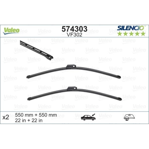 Wischblatt Valeo 574303 Silencio Flat Blade Set für Audi Seat Audi (faw) Vorne