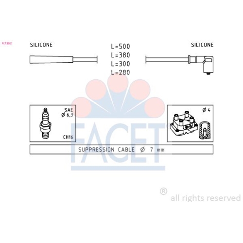 Zündleitungssatz Facet 4.7252 Made In Italy - Oe Equivalent für Renault Dacia
