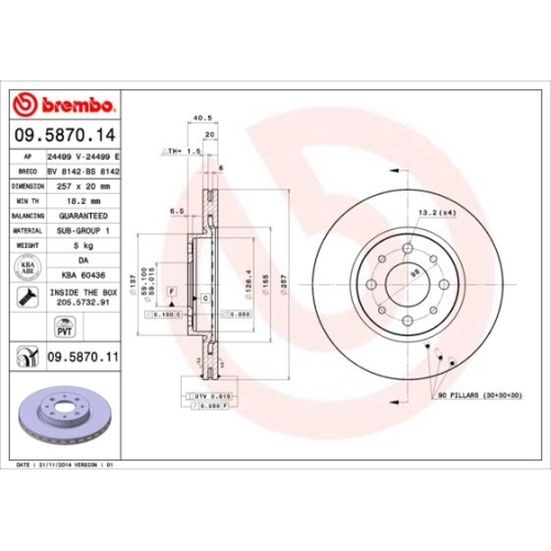 2X Brembo Bremsscheibe Vorderachse Prime Line für Alfa Romeo Fiat Lancia