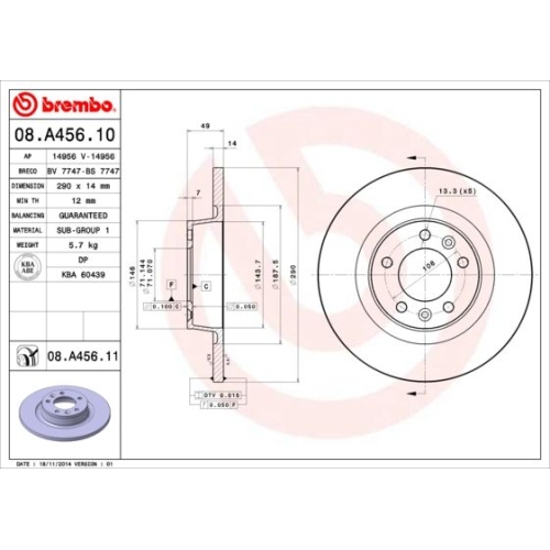 2X Brembo Bremsscheibe Prime Line - Uv Coated für Citroën Fiat Peugeot