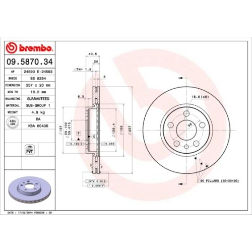 2X Brembo Bremsscheibe Vorderachse Prime Line für Citroën Fiat Peugeot