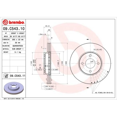 2X Brembo Bremsscheibe Vorderachse Prime Line - Uv Coated für Nissan