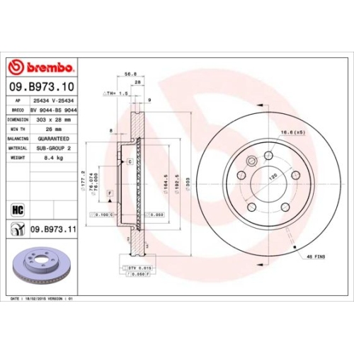 1X Brembo Bremsscheibe Vorderachse Prime Line - Uv Coated für VW