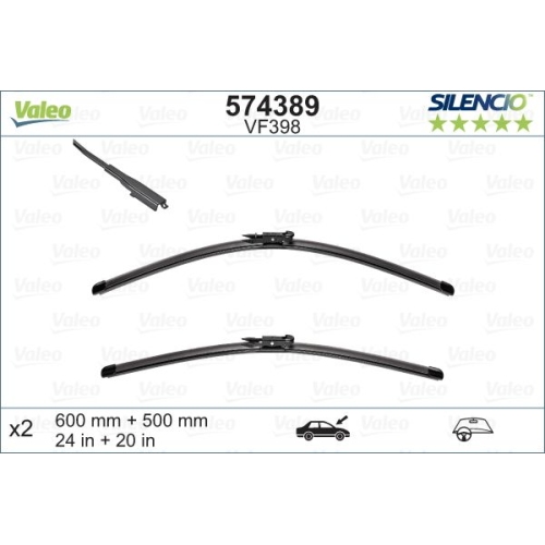 Wischblatt Valeo 574389 Silencio Flat Blade Set für Ford Land Rover Vorne