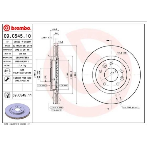 2X Brembo Bremsscheibe Prime Line - Uv Coated für Nissan Renault