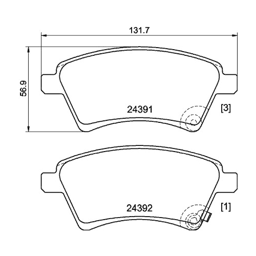 Bremsbelagsatz Scheibenbremse Hella Pagid 8DB 355 012-511 für Fiat Suzuki