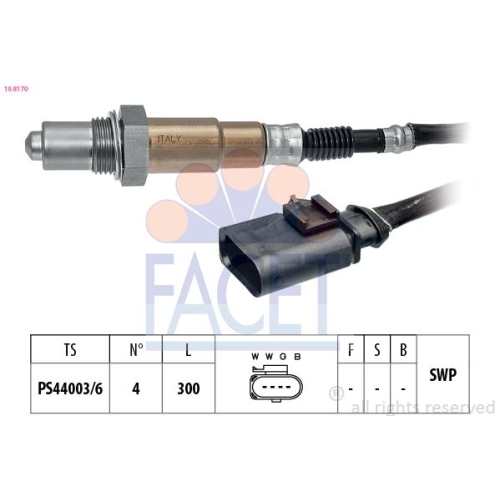 Lambdasonde Facet 10.8170 Made In Italy - Oe Equivalent für Audi Seat Skoda VW