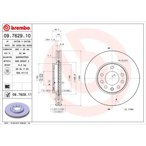 2X Brembo Bremsscheibe Prime Line für Opel Vauxhall Chevrolet