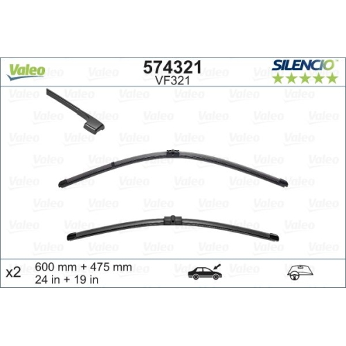 Wischblatt Valeo 574321 Silencio Flat Blade Set für Bmw Bmw (brilliance) Vorne