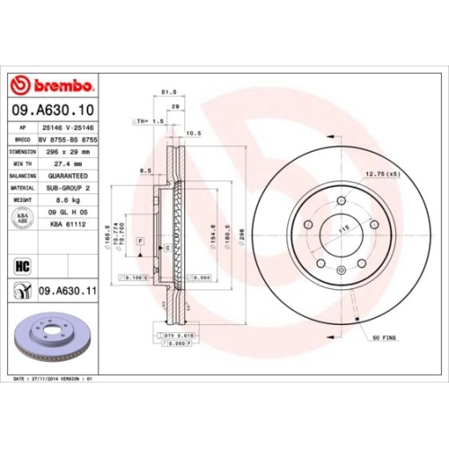 2X Brembo Bremsscheibe Prime Line - Uv Coated für Opel Suzuki Vauxhall