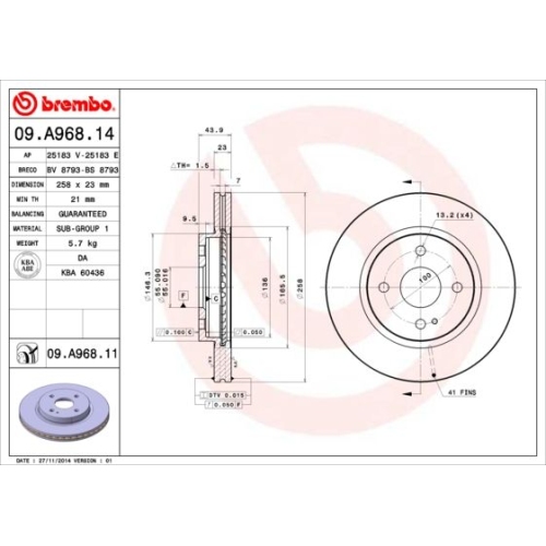 2X Brembo Bremsscheibe Prime Line - Uv Coated für Mazda Ford (changan)