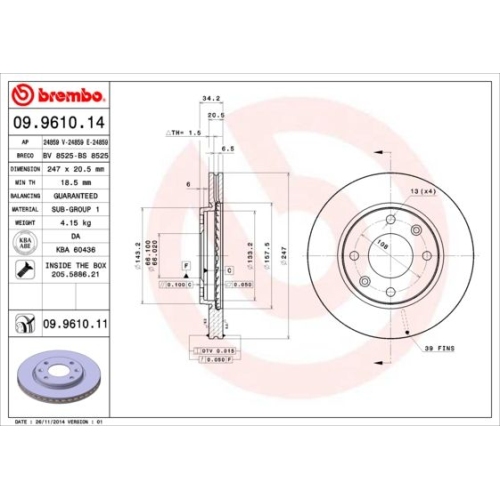 2X Brembo Bremsscheibe Vorderachse Prime Line für Citroën Peugeot