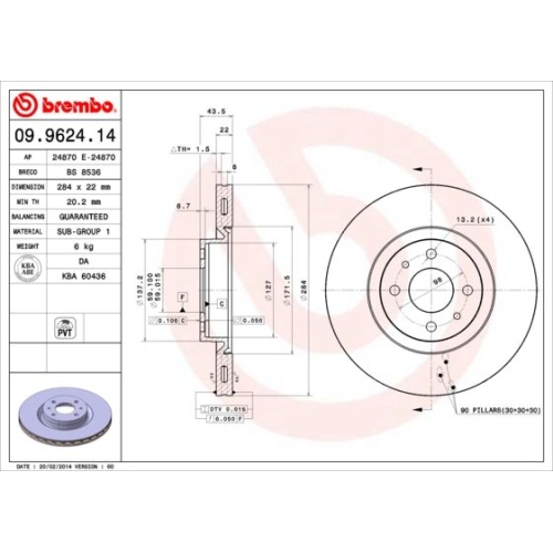 2X Brembo Bremsscheibe Vorderachse Prime Line für Alfa Romeo Fiat Lancia