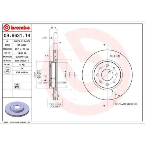 2X Brembo Bremsscheibe Vorderachse Prime Line für Alfa Romeo Fiat Lancia