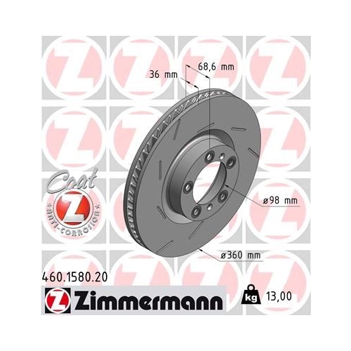 Zimmermann 1X Bremsscheibe Vorderachse Coat Z für Porsche Links