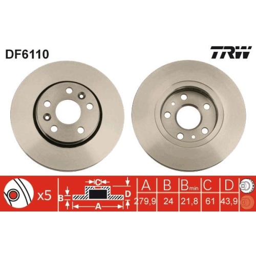 TRW 2X Bremsscheibe für Mercedes Benz Nissan