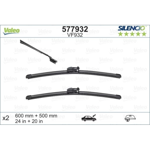 Wischblatt Valeo 577932 Silencio Flat Blade Set für Land Rover Vorne