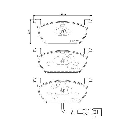 Bremsbelagsatz Scheibenbremse Hella Pagid 8DB 355 021-951 für Audi Seat Skoda VW