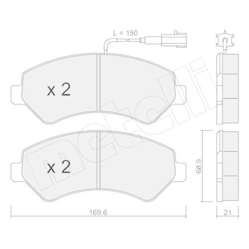 Bremsbelagsatz Scheibenbremse Metelli 22-0709-2 für Fiat Vorderachse