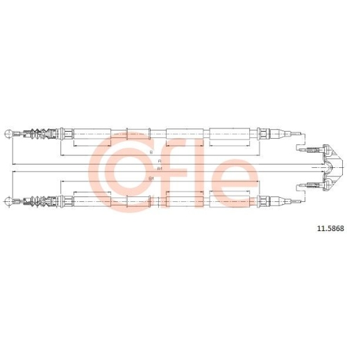 Seilzug Feststellbremse Cofle 11.5868 für Opel Hinten