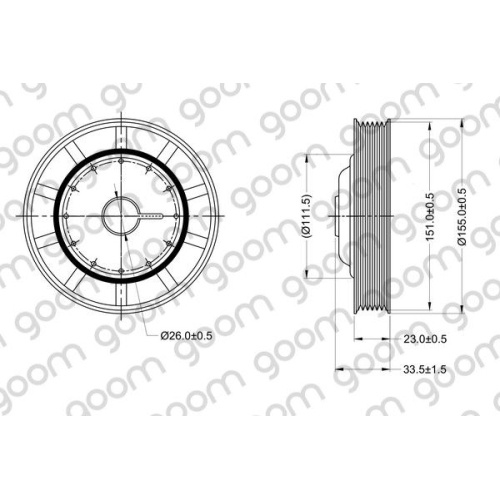 Riemenscheibe Kurbelwelle Goom CP-0008 für Nissan Renault Dacia