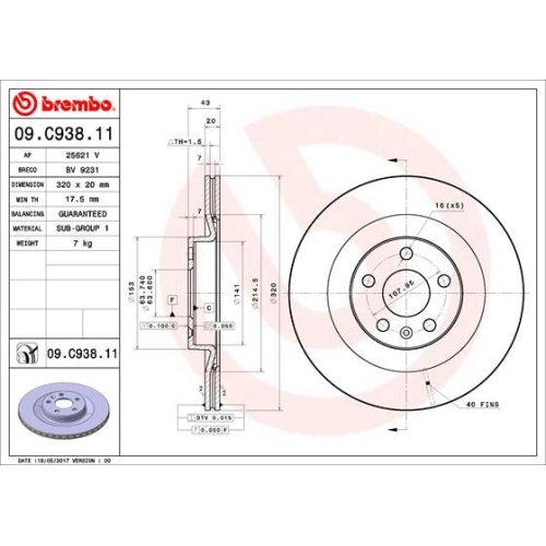 2X Brembo Bremsscheibe Hinterachse Prime Line - Uv Coated für Volvo