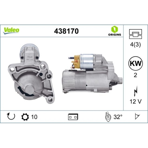 Starter Valeo 438170 Valeo Origins New Oe Technologie für Opel Renault Vauxhall