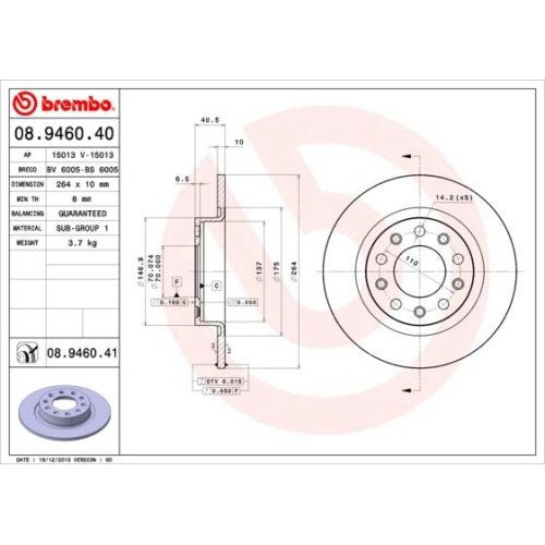 2X Brembo Bremsscheibe Prime Line - Uv Coated für Alfa Romeo Dodge