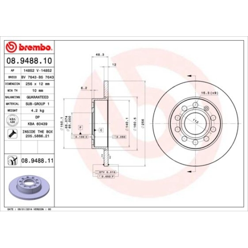 2X Brembo Bremsscheibe Prime Line für Audi Seat Skoda VW Vw (faw)