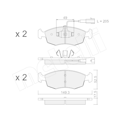 Bremsbelagsatz Scheibenbremse Metelli 22-0274-4 für Fiat Vorderachse