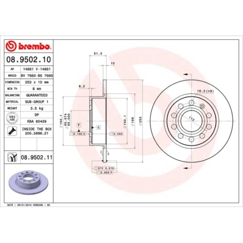 2X Brembo Bremsscheibe Prime Line für Audi Seat Skoda VW Skoda (svw)