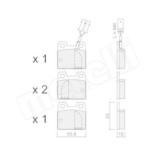 Bremsbelagsatz Scheibenbremse Metelli 22-0009-1 für Alfa Romeo Hinterachse