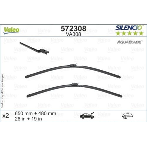 Wischblatt Valeo 572308 Silencio Aquablade Set für Volvo Vorne