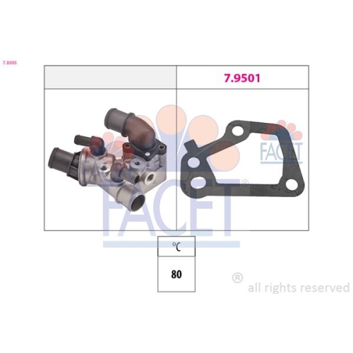 Thermostat Kühlmittel Facet 7.8095 Made In Italy - Oe Equivalent für Fiat