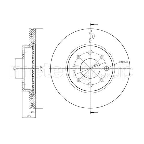 Metelli 2X Bremsscheibe Vorderachse für Fiat Ford