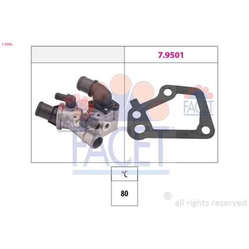 Thermostat Kühlmittel Facet 7.8098 Made In Italy - Oe Equivalent für Fiat