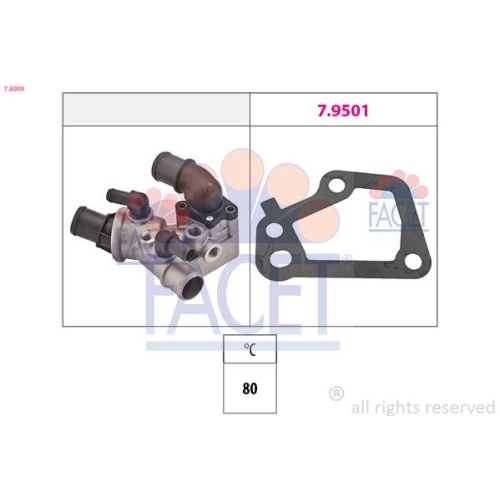 Thermostat Kühlmittel Facet 7.8099 Made In Italy - Oe Equivalent für Fiat