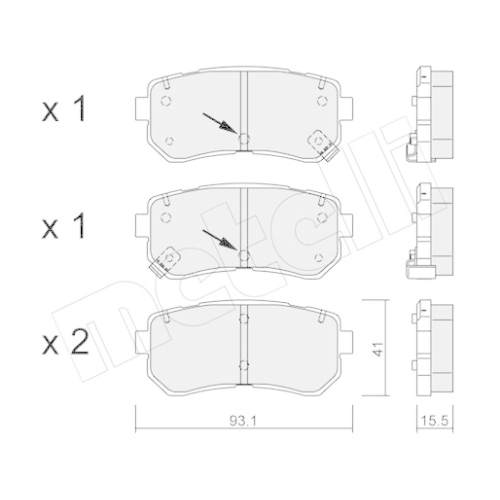 Bremsbelagsatz Scheibenbremse Metelli 22-0725-1 für Hyundai Kia Hinterachse