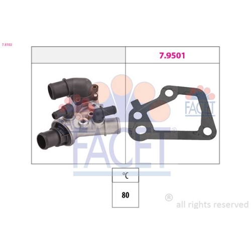 Thermostat Kühlmittel Facet 7.8102 Made In Italy - Oe Equivalent für Fiat