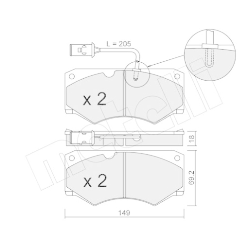 Bremsbelagsatz Scheibenbremse Metelli 22-0014-3 für Iveco Vorderachse